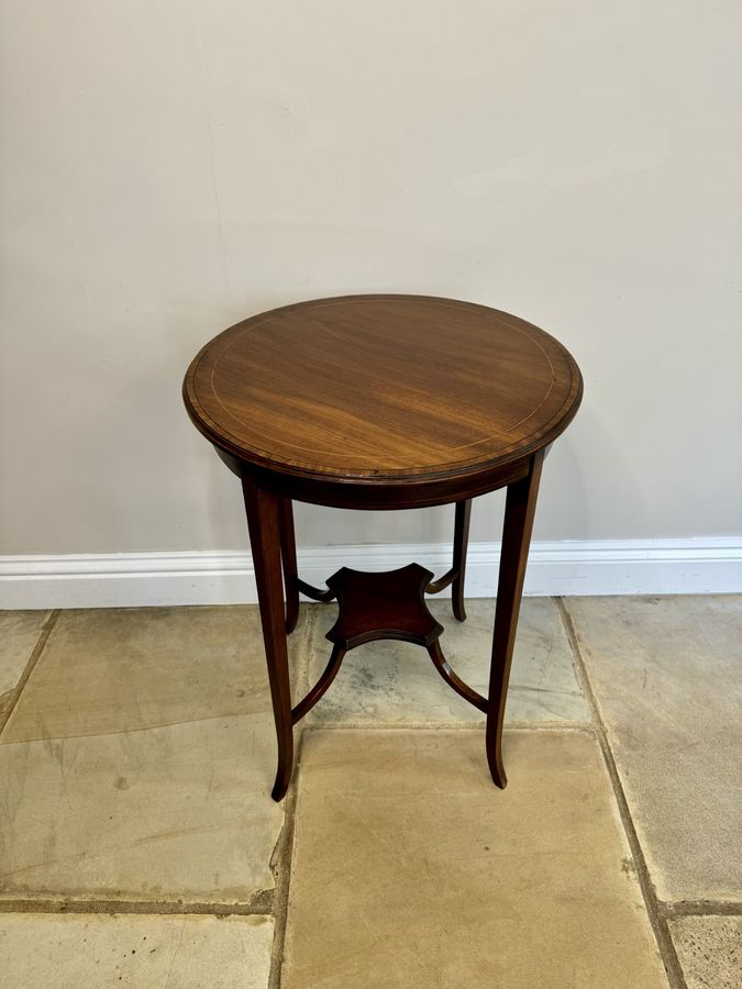 Antique Antique Edwardian quality mahogany inlaid lamp table 