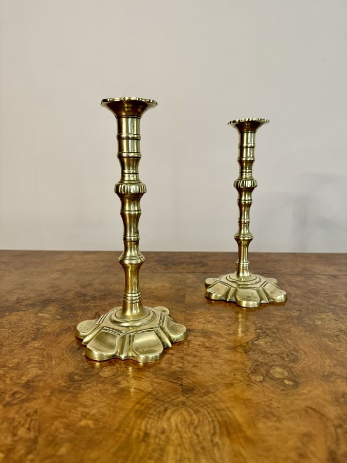 Antique Stunning quality pair of antique George III brass candlesticks 