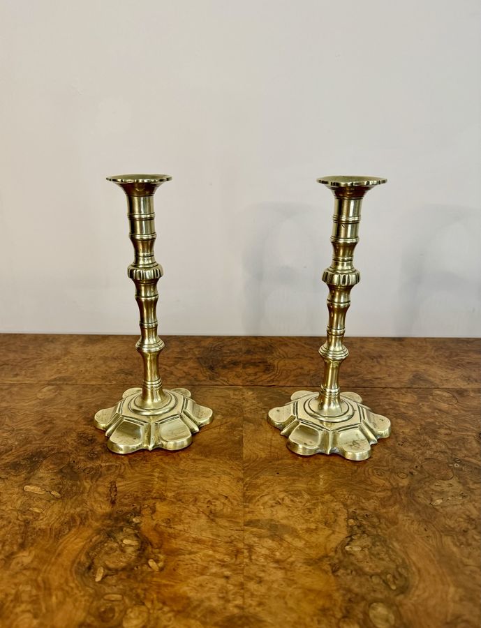 Antique Stunning quality pair of antique George III brass candlesticks 