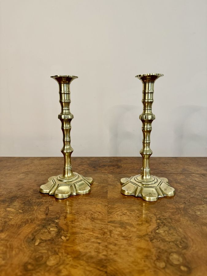 Antique Stunning quality pair of antique George III brass candlesticks 