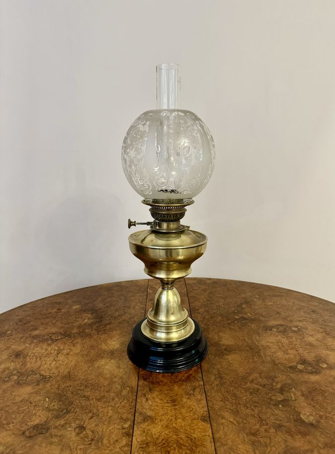 Antique Wonderful quality antique Victorian brass oil lamp