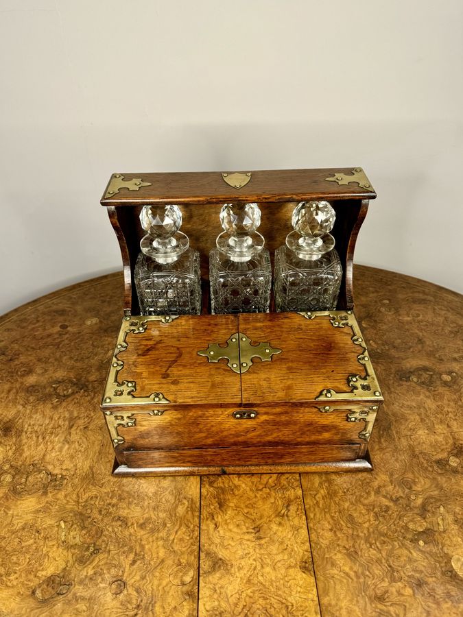 Antique Outstanding quality antique Victorian oak tantalus and games box