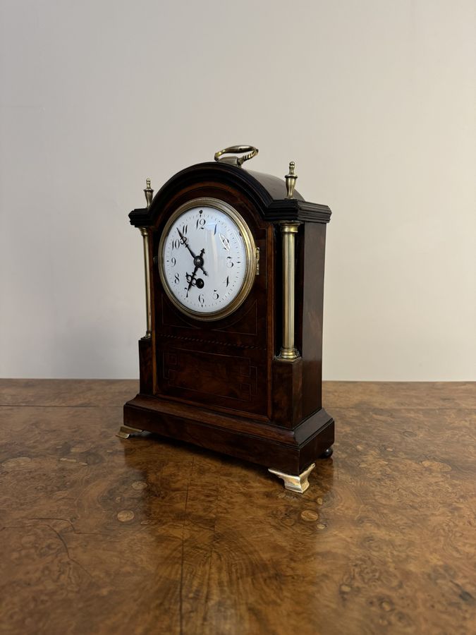 Antique Fine quality antique Edwardian mahogany inlaid bracket clock 