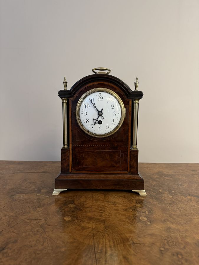 Antique Fine quality antique Edwardian mahogany inlaid bracket clock 