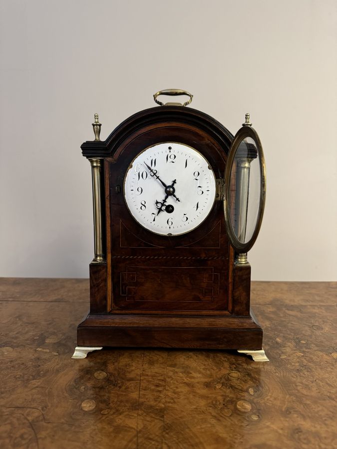 Antique Fine quality antique Edwardian mahogany inlaid bracket clock 