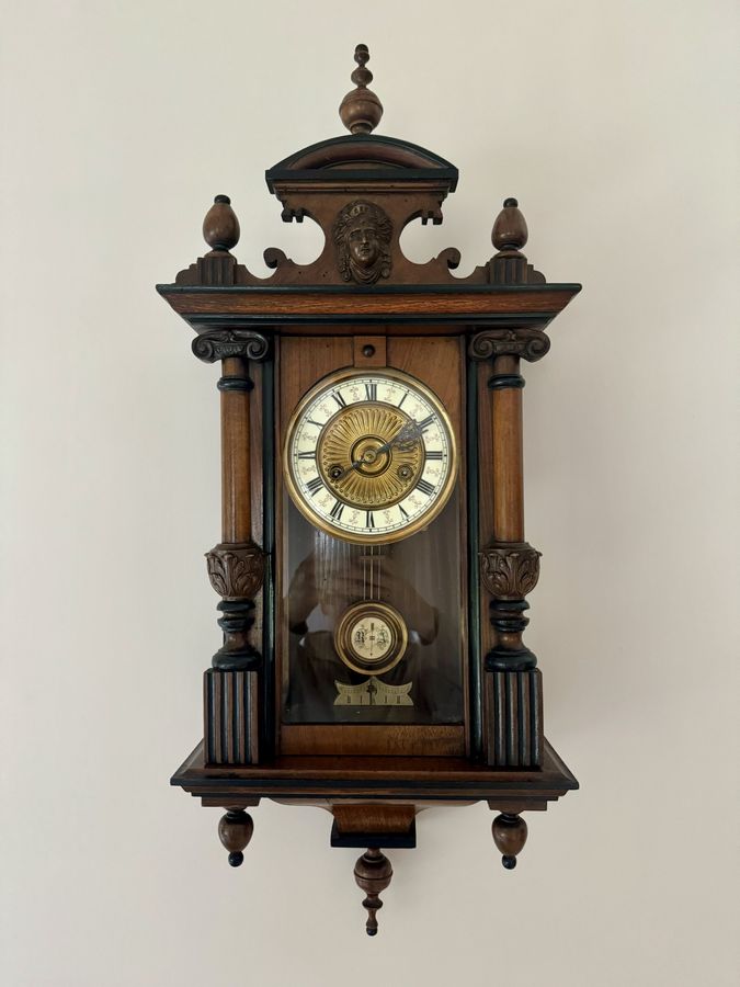 Antique Stunning quality antique Victorian walnut Vienna wall clock 