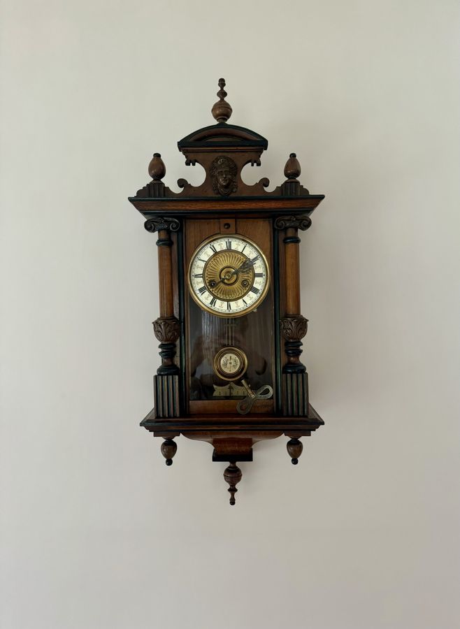 Antique Stunning quality antique Victorian walnut Vienna wall clock 