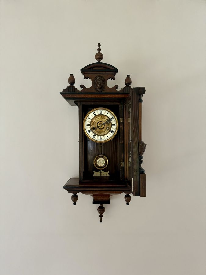 Antique Stunning quality antique Victorian walnut Vienna wall clock 