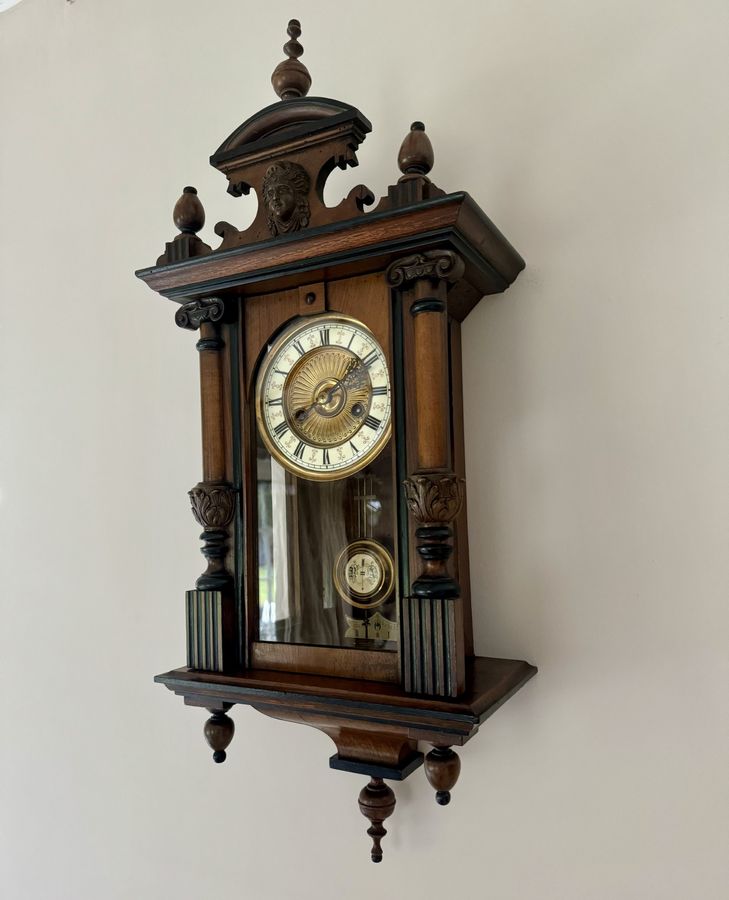 Antique Stunning quality antique Victorian walnut Vienna wall clock 