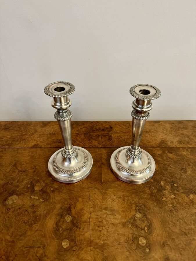 Antique Elegant pair of quality antique Victorian silver plated candlesticks