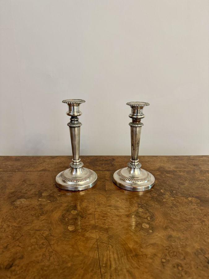 Antique Elegant pair of quality antique Victorian silver plated candlesticks