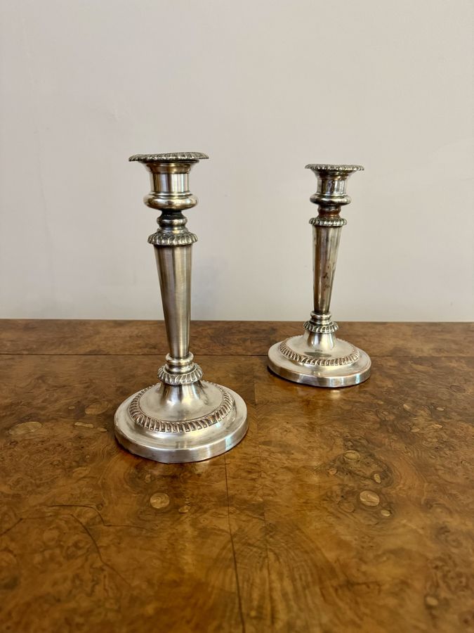 Antique Elegant pair of quality antique Victorian silver plated candlesticks