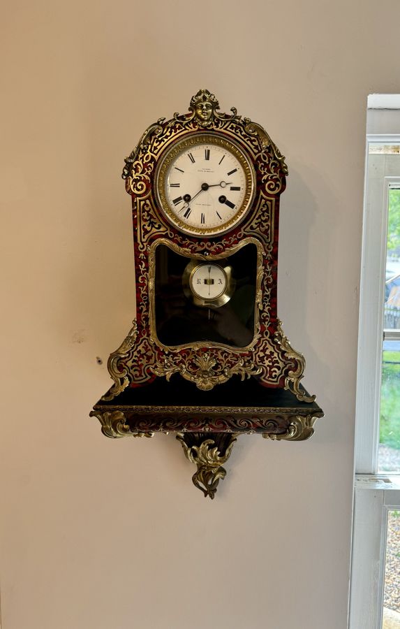 Antique Antique 19th century quality French boulle bracket clock with original bracket 