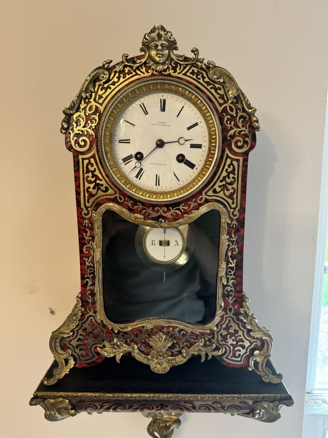 Antique Antique 19th century quality French boulle bracket clock with original bracket 