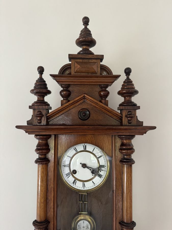 Antique Antique Victorian walnut Vienna wall clock