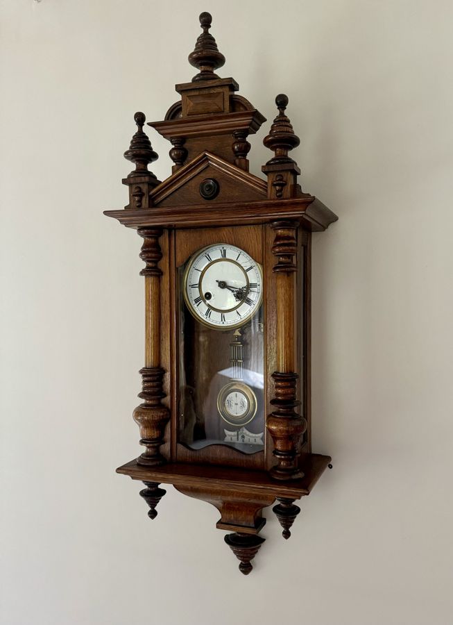 Antique Antique Victorian walnut Vienna wall clock