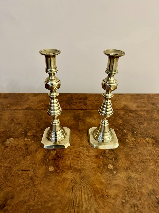 Antique Lovely pair of antique Victorian brass candlesticks