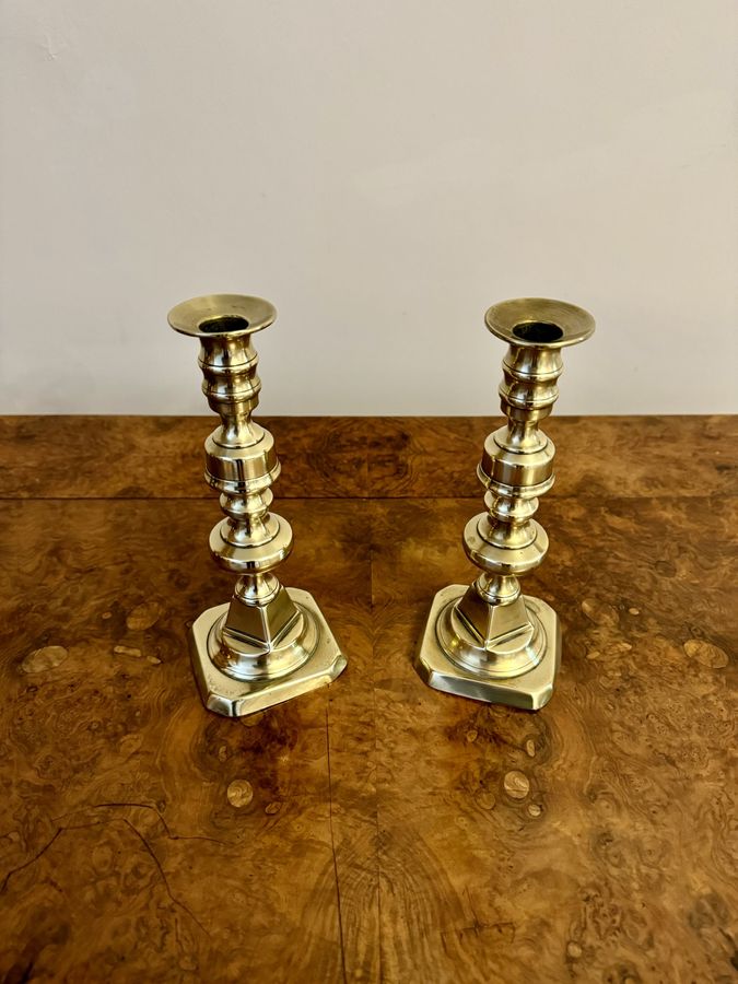 Antique Quality antique Victorian brass candlesticks 