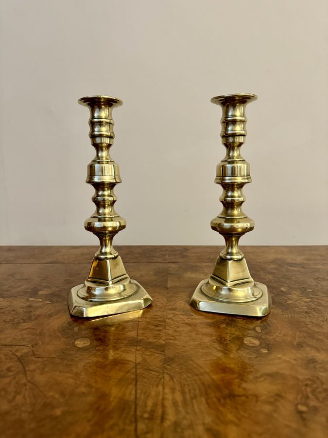 Antique Quality antique Victorian brass candlesticks 