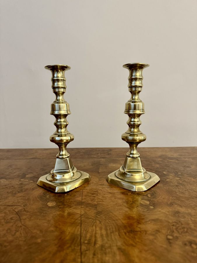 Antique Quality antique Victorian brass candlesticks 