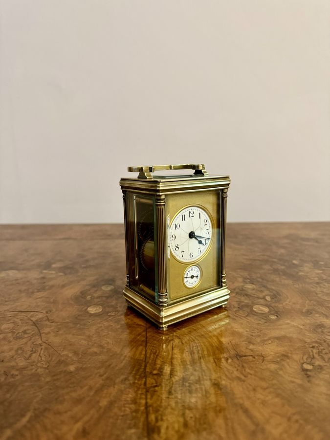 Antique Antique Victorian quality brass carriage clock with an alarm