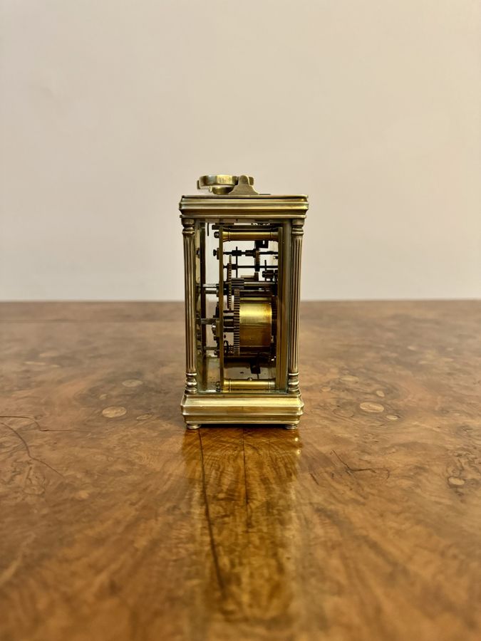 Antique Antique Victorian quality brass carriage clock with an alarm