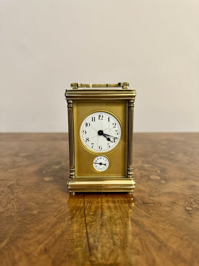 Antique Antique Victorian quality brass carriage clock with an alarm