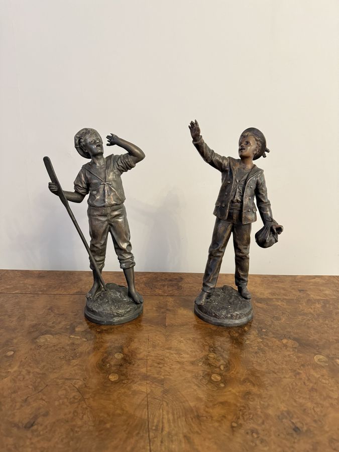 Antique Quality pair of antique French spelter figures 