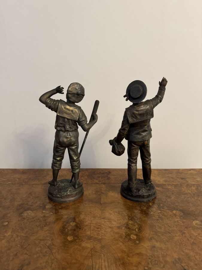 Antique Quality pair of antique French spelter figures 