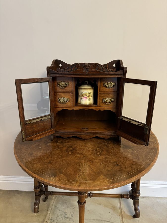 Antique Fantastic quality antique Edwardian carved oak smokers cabinet