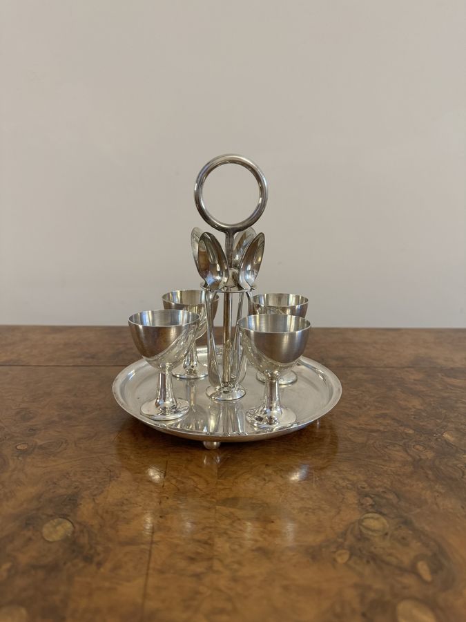 Lovely antique Edwardian quality silver plated egg cruet set