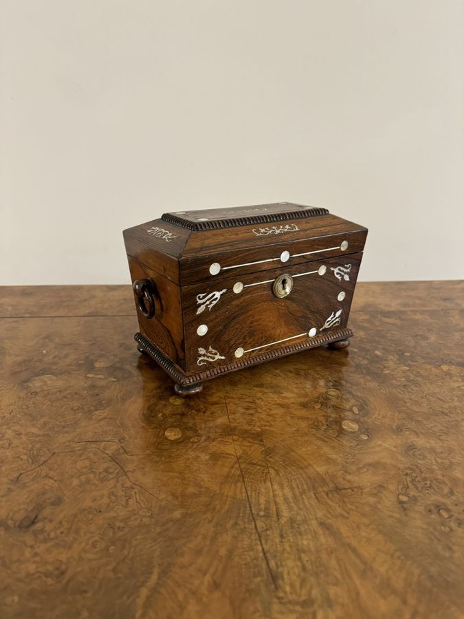 Fine quality antique Regency rosewood tea caddy