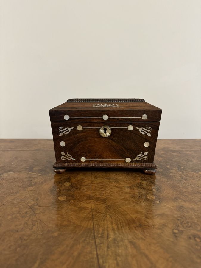 Antique Fine quality antique Regency rosewood tea caddy