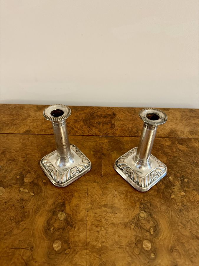 Antique Lovely pair of small antique Victorian candlesticks 