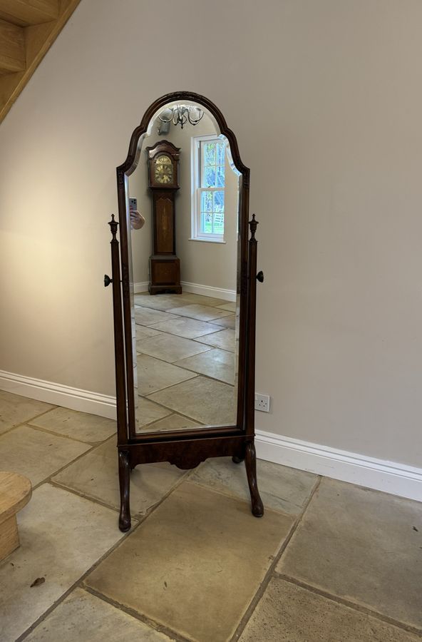 Antique Fine quality antique Victorian carved walnut cheval mirror