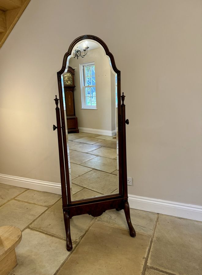 Antique Fine quality antique Victorian carved walnut cheval mirror