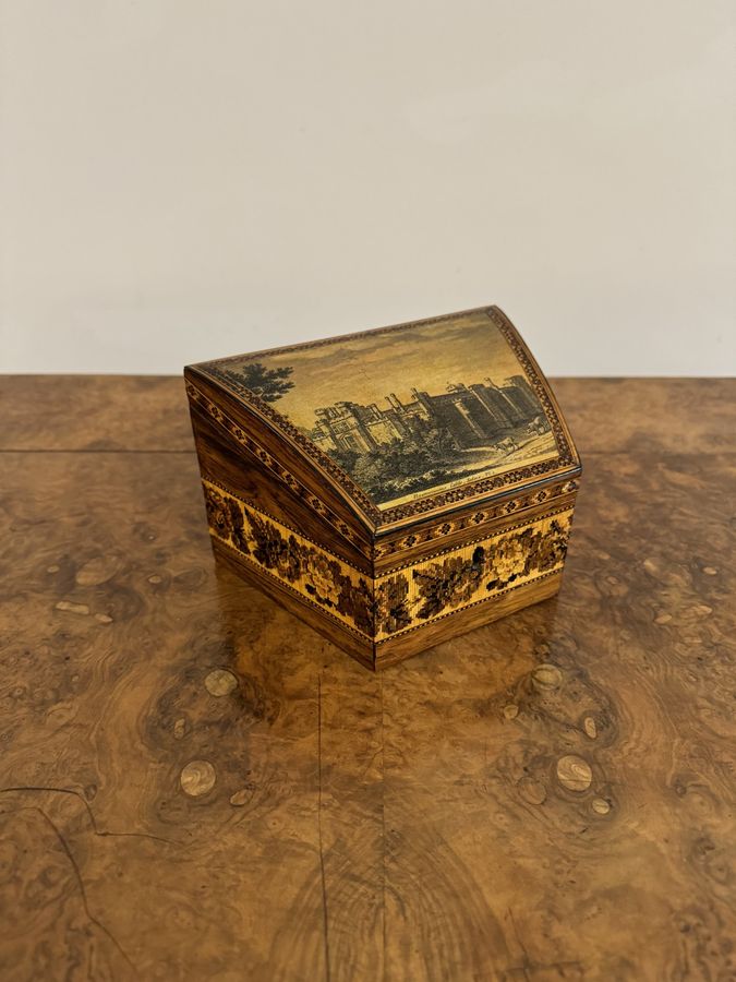 Antique Unusual quality antique Victorian Tunbridge ware stationary box 