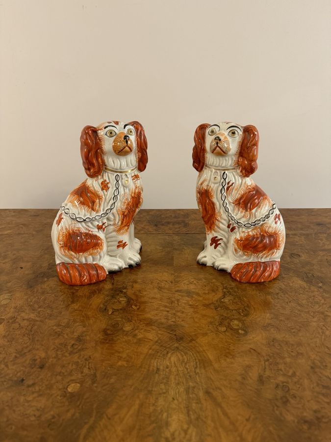 Antique Wonderful pair of antique Victorian seated spaniels 