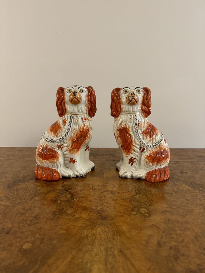 Antique Wonderful pair of antique Victorian seated spaniels 