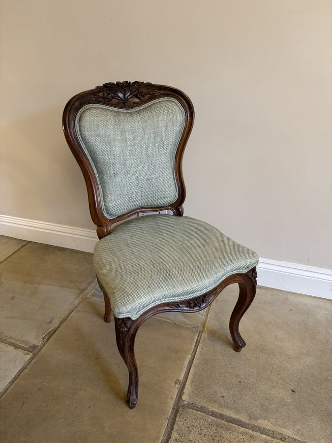 Antique Wonderful set of four French antique Victorian carved walnut dining chairs 