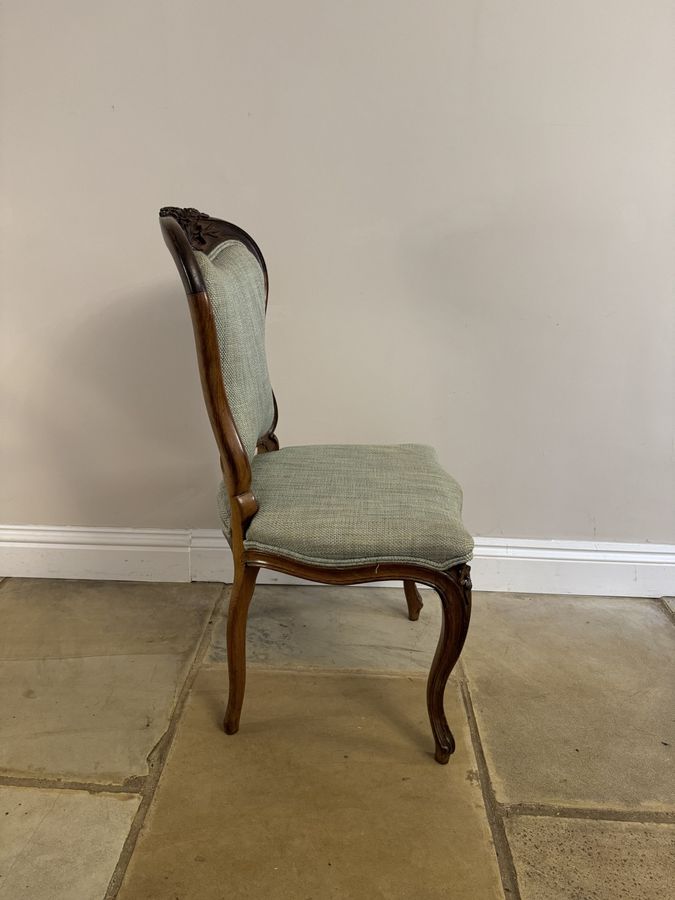 Antique Wonderful set of four French antique Victorian carved walnut dining chairs 