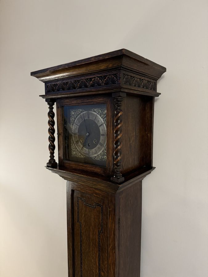 Antique Fine Quality antique Oak 8 Day Chiming Grandmother Clock