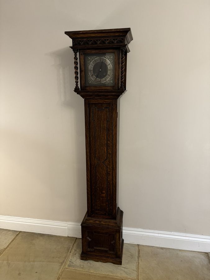 Antique Fine Quality antique Oak 8 Day Chiming Grandmother Clock