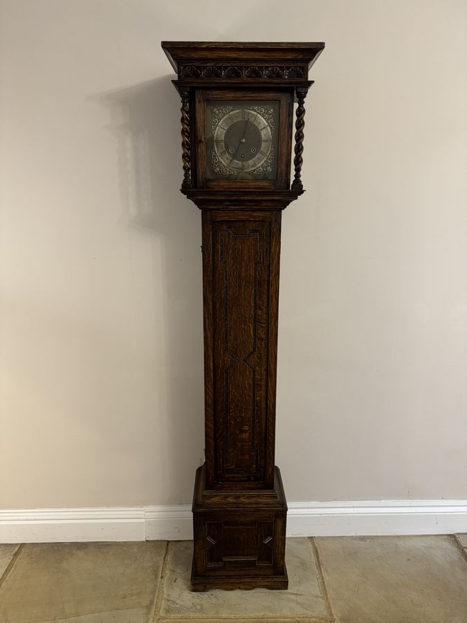 Antique Fine Quality antique Oak 8 Day Chiming Grandmother Clock