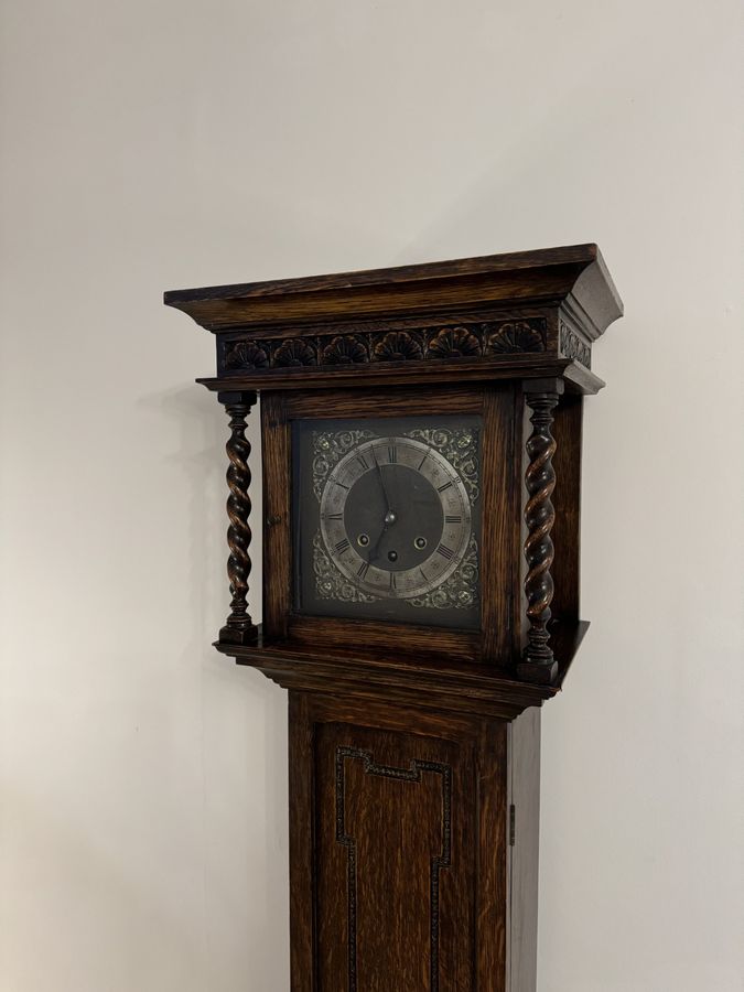 Antique Fine Quality antique Oak 8 Day Chiming Grandmother Clock