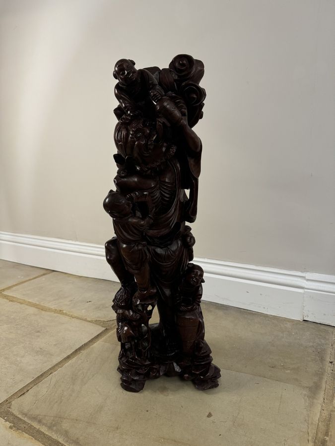 Antique Superb quality large antique carved hardwood Chinese figure