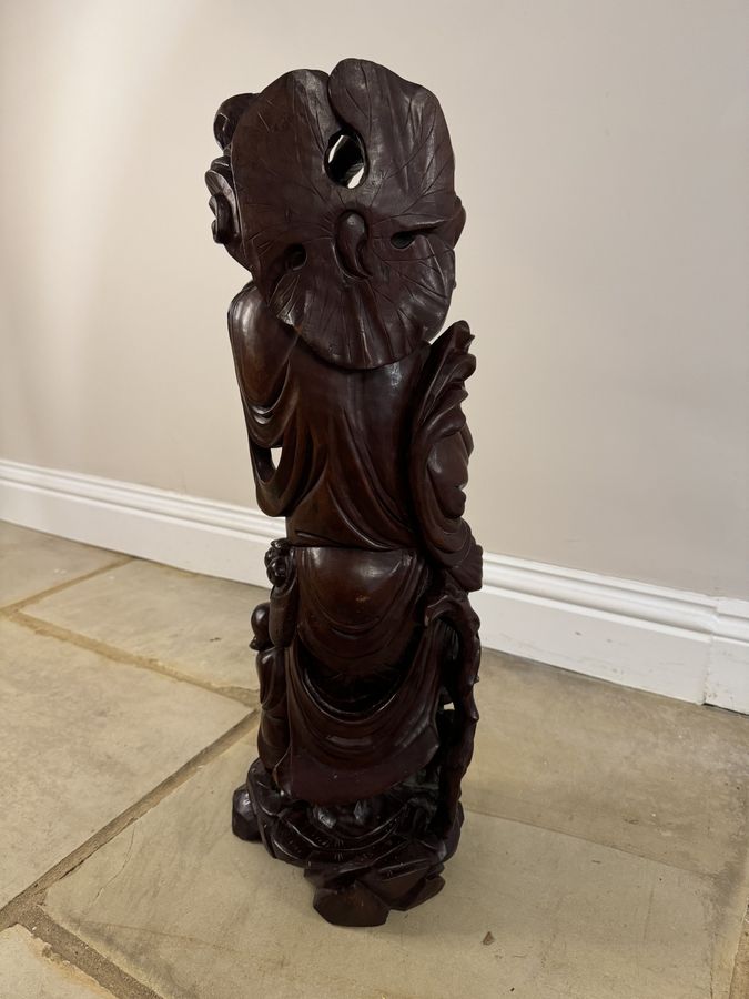 Antique Superb quality large antique carved hardwood Chinese figure