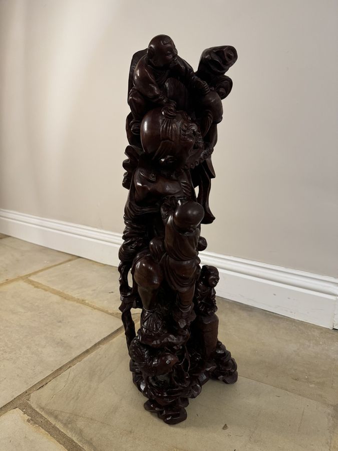 Antique Superb quality large antique carved hardwood Chinese figure