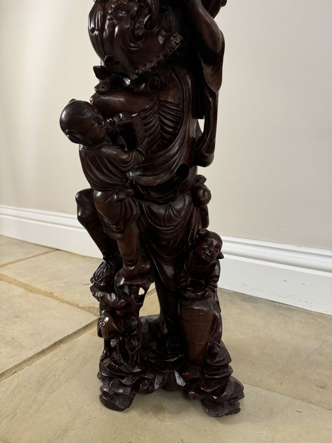 Antique Superb quality large antique carved hardwood Chinese figure