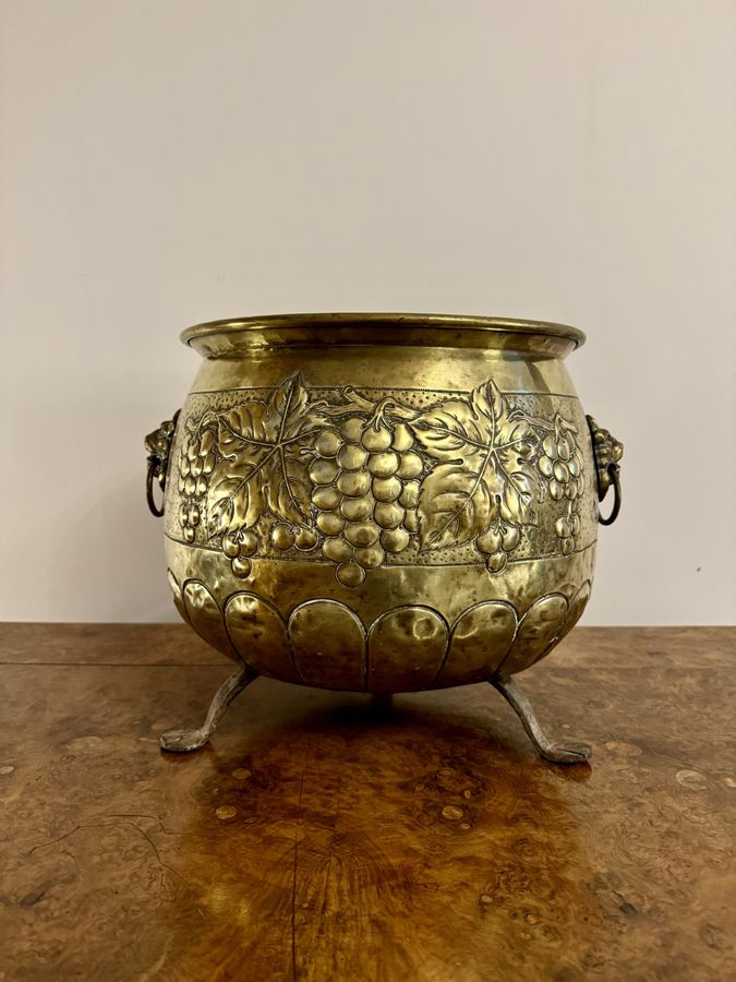 Quality antique Victorian brass jardiniere